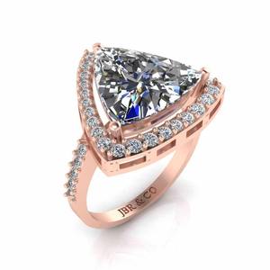 Anillo de Compromiso de Plata de Ley 925 Chapado en Oro Rosa con Piedra de Circonita Cúbica con Corte Trillón de Lujo, el Más Vendido, Ideal para Bodas - Product Image 4
