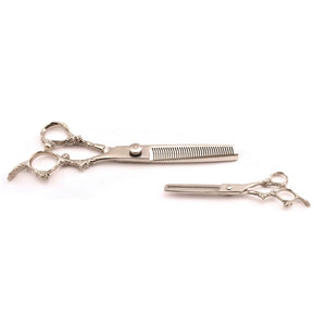 <b>Mirror</b> Finish Barber Thinner with Fancy Design Handle Professional Stainless Steel Hair <b>Thinning</b> Scissors for Precision Haircuts - Product Image 1