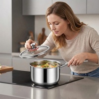 Casserole à lait en acier inoxydable 304 de qualité alimentaire de 18 cm, avec paroi intérieure cellulaire antiadhésive, fond épais de 2,0 mm et poignée unique anti-brûlure