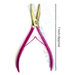 Pince à extensions de cheveux en acier inoxydable durable et réutilisable de 7 pouces, dorée et rose, surface plane, pince de scellement, extensions de ruban, logo personnalisé - Product Image 4