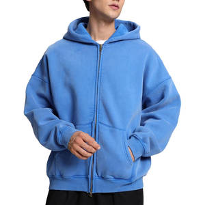 Sudadera con Capucha y Cremallera para Hombre, Corte Regular, Lavado Ácido, 100% Algodón, Ecológica, Impermeable, Venta al Por Mayor, Logotipo OEM - Product Image 1