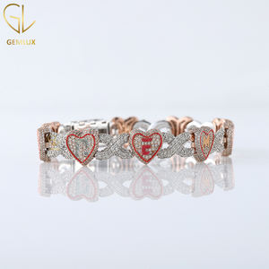 Hot Selling Latest Design Iced Out VVS Moissanite Diamond Heart Shape <b>Bracelet</b>, Iced Out Heart With Infifnity Hiphop <b>Bracelet</b> - Product Image 2