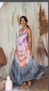 Nuevo Vestido Maxi Vintage de Verano para Mujer, Formal, Largo hasta el Suelo, de Rayón, Corte en A, Ecológico, Cuello en V, Sin Mangas, Cintura Natural - Product Image 3