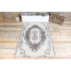 Tapis turc vintage 4,8x6,7 pieds, tapis en laine gris à motifs floraux - Product Image 1