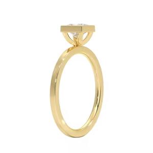 Anillo de Bodas de compromiso solitario de Plata de Ley 925 clásico para mujer Diamante de moissanita de corte princesa con incrustaciones de ajuste - Product Image 2