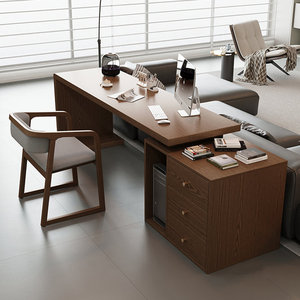 Solid Wood <b>L</b>-<b>Shaped</b> Computer <b>Desk</b> Light Walnut Rectangular Writing <b>Office</b> Workstation <b>DESK</b>-0050 - Product Image 5