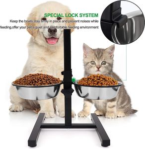 ชามอาหารสุนัขปรับความสูงได้ชามอาหารและน้ำทำจากสเตนเลส - Product Image 2