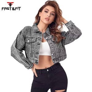 Venta caliente de encargo de las mujeres de mezclilla Chaquetas de mezclilla de estilo de ajuste de algodón de mezclilla Chaqueta de las mujeres para la venta - Product Image 5