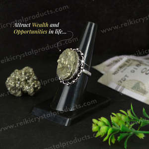 Natural Pyrite Rough <b>Crystal</b> <b>Ring</b> Oval Design Adjustable Size Certified Genuine Stone - Product Image 5