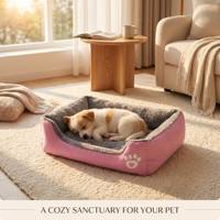 Lit orthopédique rectangulaire premium pour chien avec intérieur en peluche douce et tissu extérieur imperméable