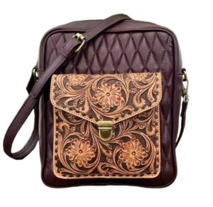 Sac bandoulière artisanal de style bohème, fabriqué en Inde, en cuir matelassé, écologique, léger, imprimés animaliers - Product Image 4