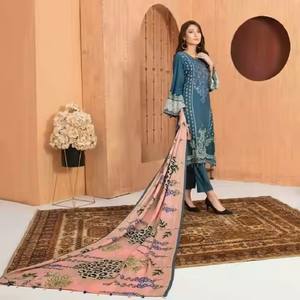 2025 Designer Indian Pakistani Embroidery <b>Sequin</b> Party Set Knee-Length <b>Top</b>-Bottom Dupatta Hot Selling Bollywood Decent High - Product Image 2