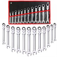 Jeu de clés à cliquet en acier, 12 pièces, clé universelle, clé à molette, outils de réparation automobile, pour la vente en gros