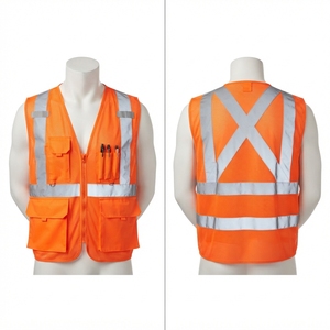 Chaleco de Trabajo Unisex de Alta Visibilidad con Logotipo Personalizado, Color Naranja de Seguridad, Certificado CE, Antiarrugas, 120 GSM, Malla de Poliéster Transpirable - Product Image 4