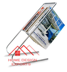 Latest Design Decorative White Leather With Abstract Leaf Design Magazine Holder Iron Magazine Stand for Desk & Table Top Decor - Product Image 5