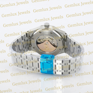 Testeur de diamants de qualité supérieure Date automatique Cadran blanc D VVS Iced Out Moissanite Montre en acier inoxydable cloutée à lunette diamantée - Product Image 4