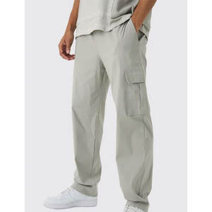 Pantalon cargo pour homme 100% coton, couleur unie, pantalon décontracté pour tous les jours - Product Image 1
