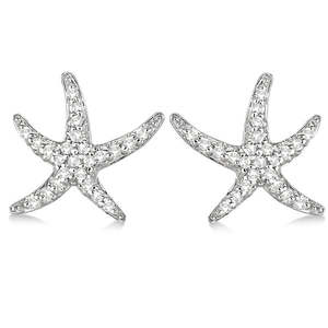 Pendientes de Estrella de Mar con Diamantes, Oro Blanco de 14k, Peso del Diamante: 0.50ct - Product Image 1