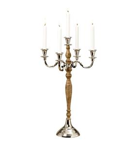 Candelabro Clásico Plateado de Cinco Brazos con Acabado Pulido para Decoración de Hogar Elegante y Lujosa - Product Image 1