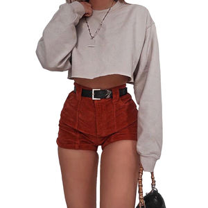 Hot Selling <b>Womens</b> Crop Top Hoodie <b>Long</b> Sleeve Casual Hooded <b>Sweatshirt</b> Breathable Crop Top Hoodies - Product Image 3