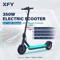 Trottinette électrique Scooty 350W pour adultes, avec éclairage LED, contrôle intelligent de la vitesse via application, option pneus pleins de 8,5 pouces, sans MOQ, impression de logo laser personnalisée