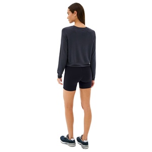 Sweat-shirt court en coton mélangé pour femme coupe régulière col rond pull décontracté haut manches longues pour automne printemps pour l'hiver - Product Image 4