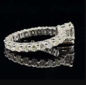 Anillo de compromiso de diamantes de moissanita de oro blanco de 14K, Alianza de boda doble eternidad para fiestas, Exportación a India - Product Image 3