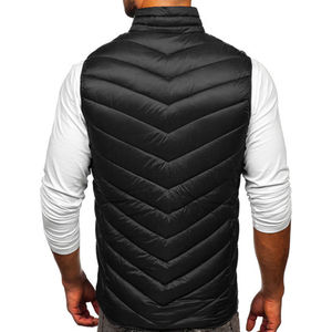 Venta al por mayor sin mangas acolchado personalizado chaleco de alta calidad por encargo del cuello del soporte cremallera Puffer Chaleco de poliéster hombres chaleco acolchado - Product Image 2