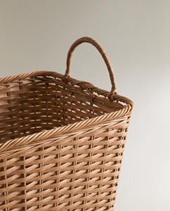 Artex <b>Green</b> Earth Eco-Friendly Woven Natural Rattan Circle Laundry <b>Basket</b> with Two Side Handles Modern Design - Product Image 4