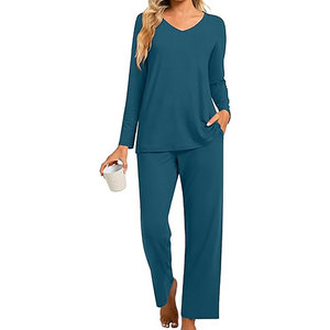 Nouveau concepteur personnalisé deux pièces bouton vers le bas Pjs ensemble de vêtements de nuit pour vêtements de salon grande taille femmes Modal pyjamas vêtements de nuit - Product Image 1