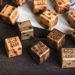 Dés en bois polyédriques de luxe, fabriqués à la main, 7 pièces, écologiques, pour jeux de rôle sur table, Tradebyd - Product Image 1