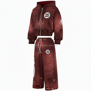 Sweat à capuche à fermeture éclair en polaire épaisse survêtement d'hiver épais 380 GSM tissu doux chaud logo personnalisé broderie et impression survêtements grande taille - Product Image 4