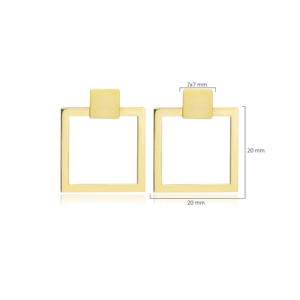 Boucles d'oreilles géométriques de forme carrée en argent uni faites à la main Turkish Wholesale 925 Sterling Silver Jewelry - Product Image 2