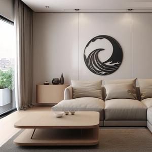 Art mural rond moderne et haut de luxe avec conception de vague de mer pour la décoration murale de maison, hôtel, restaurant et bureau - Product Image 3