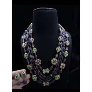 สร้อยคอมาลาห้าชั้น ทำมือ ผลิตภัณฑ์ขายส่ง ลูกปัดแก้วคุณภาพสูงหลากสี ลูกปัดโบราณสไตล์อินเดีย - Product Image 4