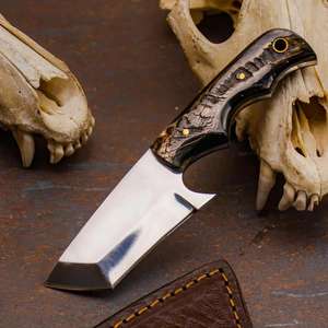 Couteau de chasse à dépecer de haute qualité, industriel, neuf, fait à la main, en acier à haute teneur en carbone, manche en bois de cerf, avec étui en cuir, couteau de cowboy OEM - Product Image 2