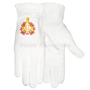 GANTS MASONIC REGALIA EN COTON BLANC AVEC BRODERIE JAUNE - Product Image 4