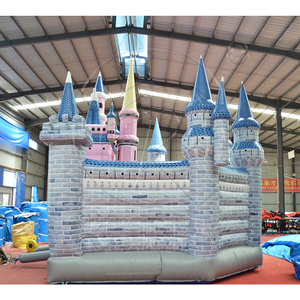 Castillo Inflable Comercial Gigante con Tobogán, Brincolín Grande de PVC Azul, Combo de Juegos Inflables para Exteriores, Cama Elástica - Product Image 4