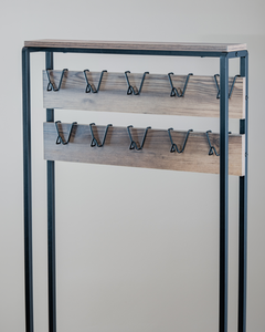 Porte-manteau d'entrée avec banc à chaussures, style industriel, avec étagère, en métal - Product Image 2