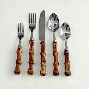 Ensemble de couverts en métal argenté fait à la main avec manche en bois pour la maison et le restaurant vaisselle de table manger ensembles de couverts - Product Image 3