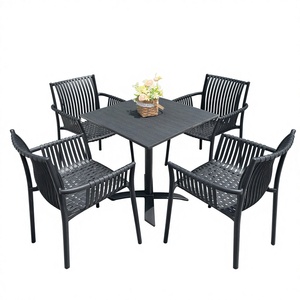 Set Bistrot Trendy in Plastica-Legno <span class=keywords><strong>Pieghevole</strong></span>, Tavolo e Sedie <span class=keywords><strong>da</strong></span> Esterno per Giardino e Cortile, Arredamento per Caffè - Product Image 3