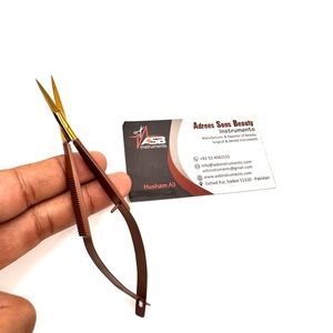 Brun mat or acier inoxydable russe manucure cils sourcil Double Action droite courbe lame ressort ciseaux - Product Image 6