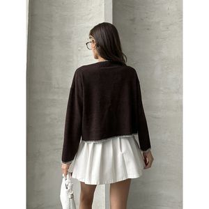 Blusa de Punto Borgoña para Mujer TOPSHOW con Puntada de Pastor, Detalles de Lentejuelas y Bordados, Mezcla de Algodón y Poliéster, Venta al por Mayor Tallas S-L - Product Image 5