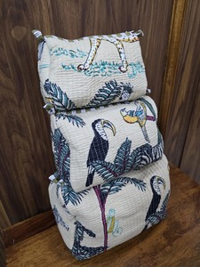 ชุด3วินเทจผ้าควิลท์สีขาวเป็นมิตรกับสิ่งแวดล้อมสำหรับกระเป๋าปิดซิปเคสแต่งหน้าทนน้ำขนาดใหญ่จัดส่งฟรี - Product Image 3