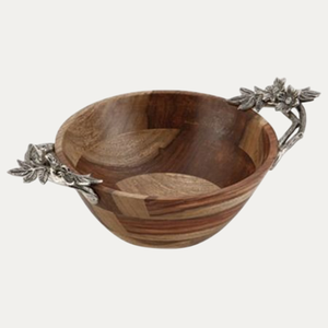 Bol en bois rond classique fait à la main élégant et moderne Design bol à salade en bois d'acacia avec des branches pour la maison et l'hôtel fournitures mariages - Product Image 2