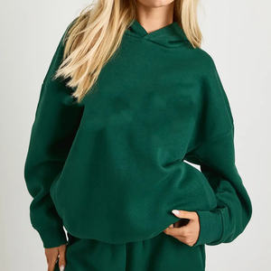 Nuevo Conjunto Deportivo Corto Verde con Logotipo Personalizado, Sudadera con Capucha y Pantalones Deportivos para Mujer, Transpirable, Estilo Urbano, para Correr al Aire Libre - Product Image 3