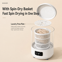 Mini Lave-linge Portable Automatique 4L avec Soin Lumière Bleue et Chargement Type-C pour Sous-vêtements, Vêtements de Bébé et Chaussettes