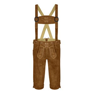 กางเกงขาสั้นหนังแท้สไตล์บาวาเรียลำลองสำหรับทุกเพศกางเกงขาสั้นยาวถึงเข่ามีกระเป๋ากลางเอวออกแบบปักตามสั่ง - Product Image 1