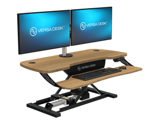 VersaDesk-Convertidor de escritorio eléctrico PowerPro Elite, moderno, negro, bambú, altura ajustable, soporte sentado, escritorio de oficina - Product Image 6