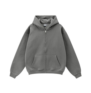 Meilleure vente : Sweat à capuche zippé imprimé 100% Coton, Coupe oversize, Style streetwear uni pour homme, Chaud - Product Image 3